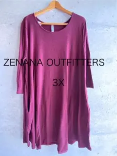 ZENANA OUTFITTERS 3X バーガンディ 長袖トップス