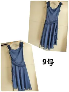 ジュネビビアン　シフォン青色フレアドレス