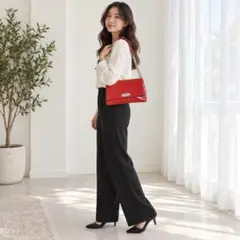 kate spade ケイトスペード 赤 エナメルチェーンバッグ