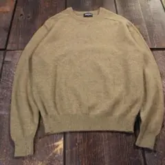 古着　オールドユニクロ　紺タグ　ウールニット　黄緑　M ラグランスリーブ