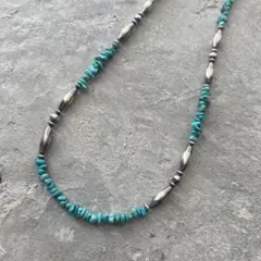 343小粒天然ターコイズとSV925製ナバホパールオリジナルデザインネックレス