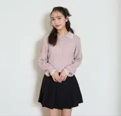 専用❤︎Lovetoxic クロップドポロニット　リブ編み襟付きトップス M