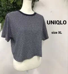 UNIQLO　カットソー　半袖　クロップド丈　XL　ボーダー柄　レディース
