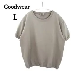 【USA製】グッドウェア クルーネック半袖リブTシャツ L ベージュ 綿100%のサムネイル