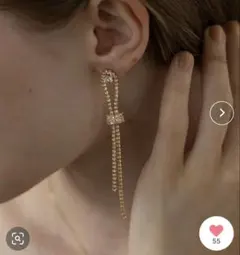 新品未使用ゴールドロングチェーンピアス