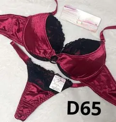 D65 グロッシーサテンリングブラジャー&Tバックショーツ