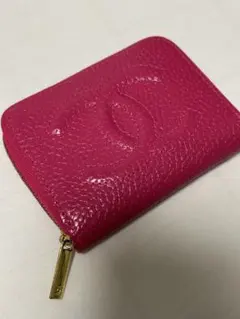 高級風　ピンク　レザー2つ折り財布
