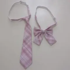 極美品なんちゃって制服りぼんネクタイ２個セット　ピンクチェック