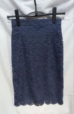ユニクロ UNIQLO 総レースタイトスカート BLUE XS