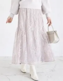 ピンクグレー フレアスカート Mサイズ