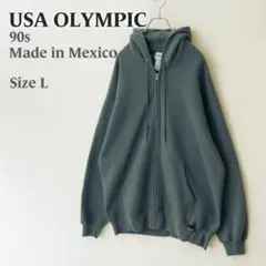 90s USA OLYMPIC ジップパーカー ブルーグレー L メキシコ製のサムネイル
