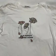 アフタヌーンティー　リバティ花柄刺繍 半袖Tシャツ ホワイトのサムネイル