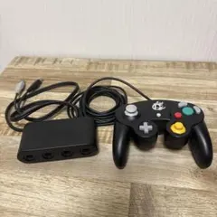 ゲームキューブコントローラ　スマブラブラックと　 wii u用接続タップセット