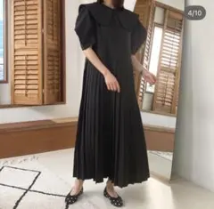 新品タグ付き　エムボーテ　Mbeaute ランタンスリーブプリーツドレス　フリー