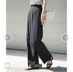リネンライクハイウエストワイドパンツ