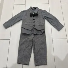 ベビー服　フォーマルスーツ グレー系 蝶ネクタイ付き 80 入園式