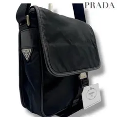美品✨プラダ ショルダーバッグ 三角ロゴ サフィアーノレザー ナイロン 黒