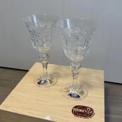【新品・木箱付】ボヘミア クリスタル ワイングラス 2客セット チェコ製 手切り