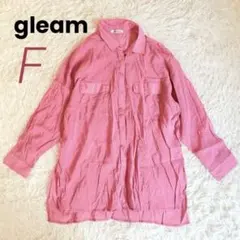 gleam✨️グリーム シアーシャツ レーヨンリネン混 F 長袖 透け感 ピンクのサムネイル