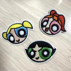 8. パワーパフガールズ　顔　3点セット　アメキャラ　ワッペン　アップリケ