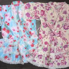 花柄浴衣 100cm 水色と紫