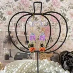 ☆ハ❤️ ハロウィン　ガラスの靴　猫　花 カボチャ　ハンドメイド