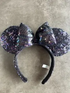 ディズニー ミニー・マウス スパンコールカチューシャ 黒紫