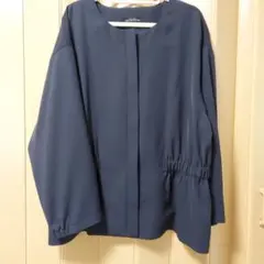 大きいサイズ 44 ノーカラー ペプラムジャケット