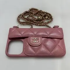 CHANEL iPhoneケース チェーンショルダー ピンク13PROのサムネイル