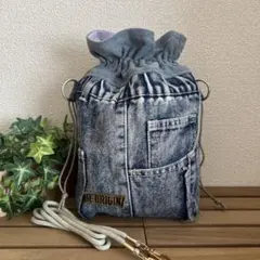 デニムリメイクバッグ　デニムサコッシュ