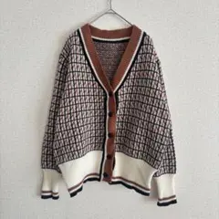SHEIN オーバーサイズ ニット カーディガン 厚手 セーター S チェック柄