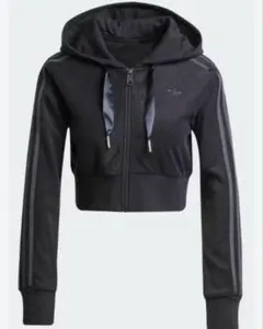 アディダス ショートフルジップフーディ ブラック S