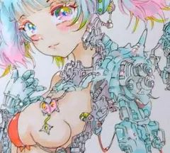 オリジナルキャラクターサイボーグ女子NO.４手描原画１点物です