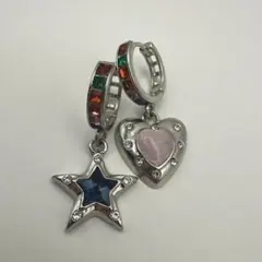 アシンメトリーピアス ハート スター カラフル リング