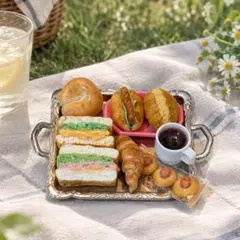 ミニチュア パン サンドイッチ クロワッサン コーヒー ピクニック ドールハウス