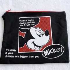 DisneyディズニーミッキーマウスA4ポーチ黒大容量ブラックファスナーケースのサムネイル