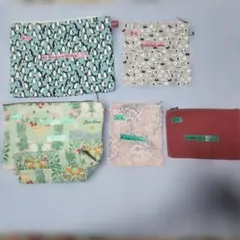 サイズ色々ポーチ5点セット【No.8】