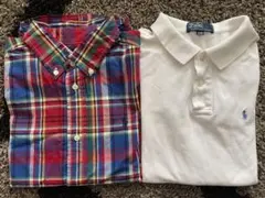 【130】ラルフローレン チェックシャツ＆ポロシャツ　2枚セット