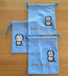 未使用　ハンドメイド　刺繍入り巾着袋　3枚