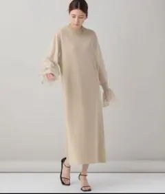 Curensology ベージュ ロングニットワンピース