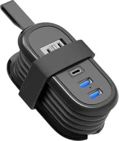 延長コード Type-c USB 電源タップ 0.85Ｍ巻取り 小型軽量 黒