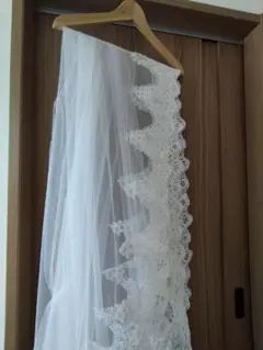 【2層・ベールダウン 可】ロングベール 2m 刺繍入り ウェディング 結婚式