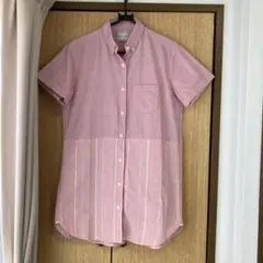 ボタンダウンシャツ　丈長め　羽織物　ピンク系