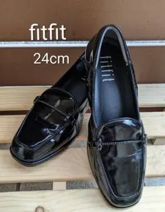 ★fitfit★撥水ソフトストレッチモカシン エナメル24cm ローファーのサムネイル
