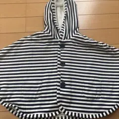 Cocoon for kids フード付きポンチョ ネイビーとホワイト
