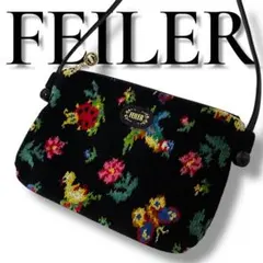 極美品】FEILER フェイラー ハイジ柄 シュニール織 ミニショルダー 黒 