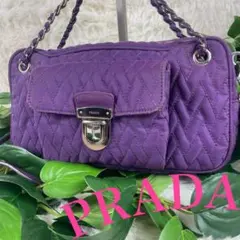 モモちゃん　PRADA 紫 ハンドバッグ 装飾付き モモちゃん様専用 PRADA 紫 ハンドバッグ 装飾付き - メルカリ