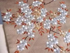 刺繍入　九寸名古屋帯（桜のような）長366 正絹美品