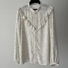 ドット柄フリル付きシフォンブラウス⭐︎最終値下げ❣️