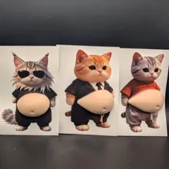 B【3枚✨】おなか ぷにぷに シール 柴犬 仲間 ステッカー 3D 立体シール